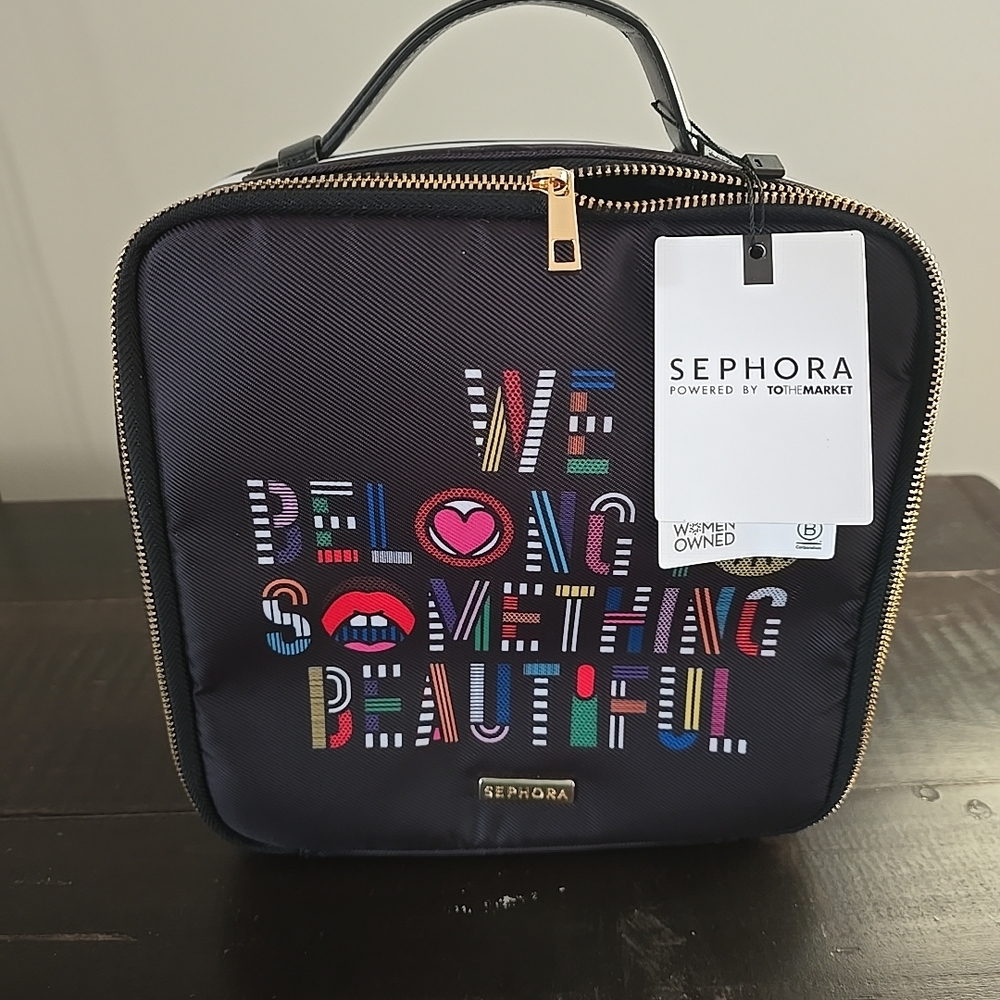 Sephora Black Cosmetic Bag with Vibrant Lettering